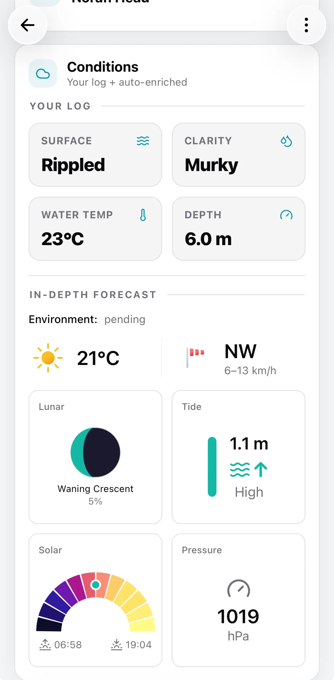 CatchKeeper app — Catch entry • Conditions attached