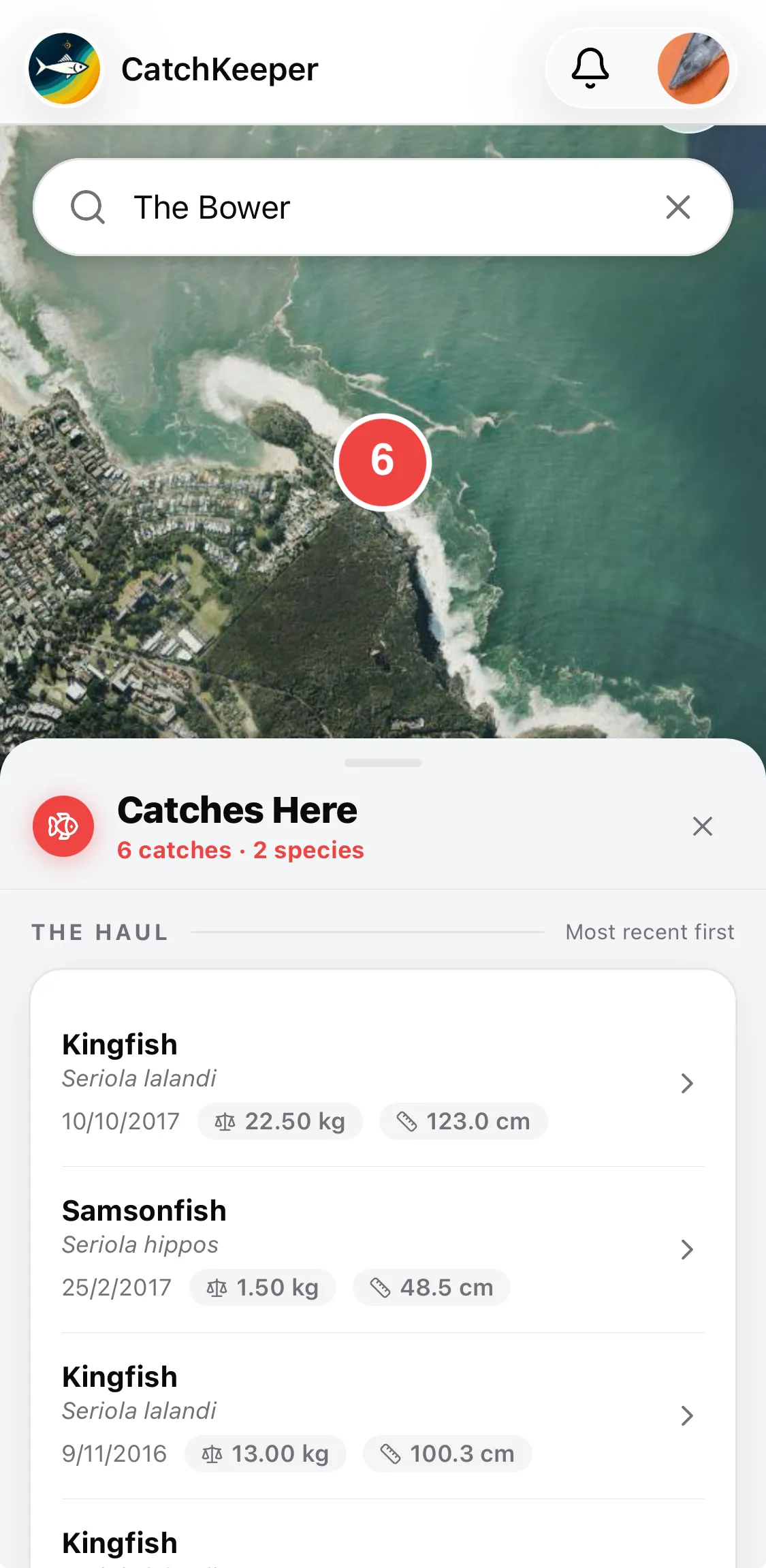 CatchKeeper app — Mastery • Captain view