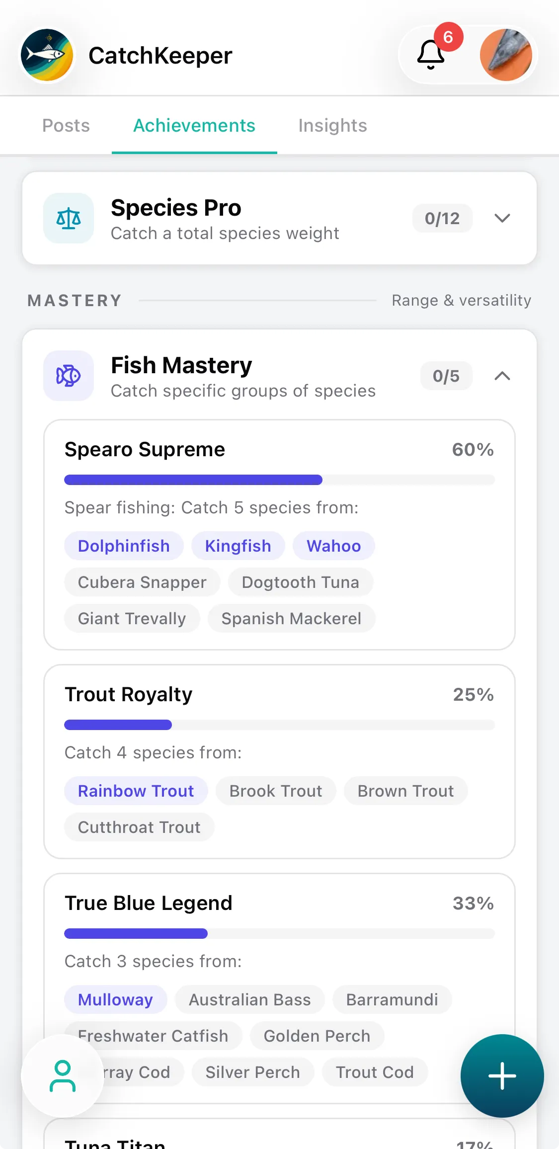 CatchKeeper app — Fish mastery • Caught + remaining