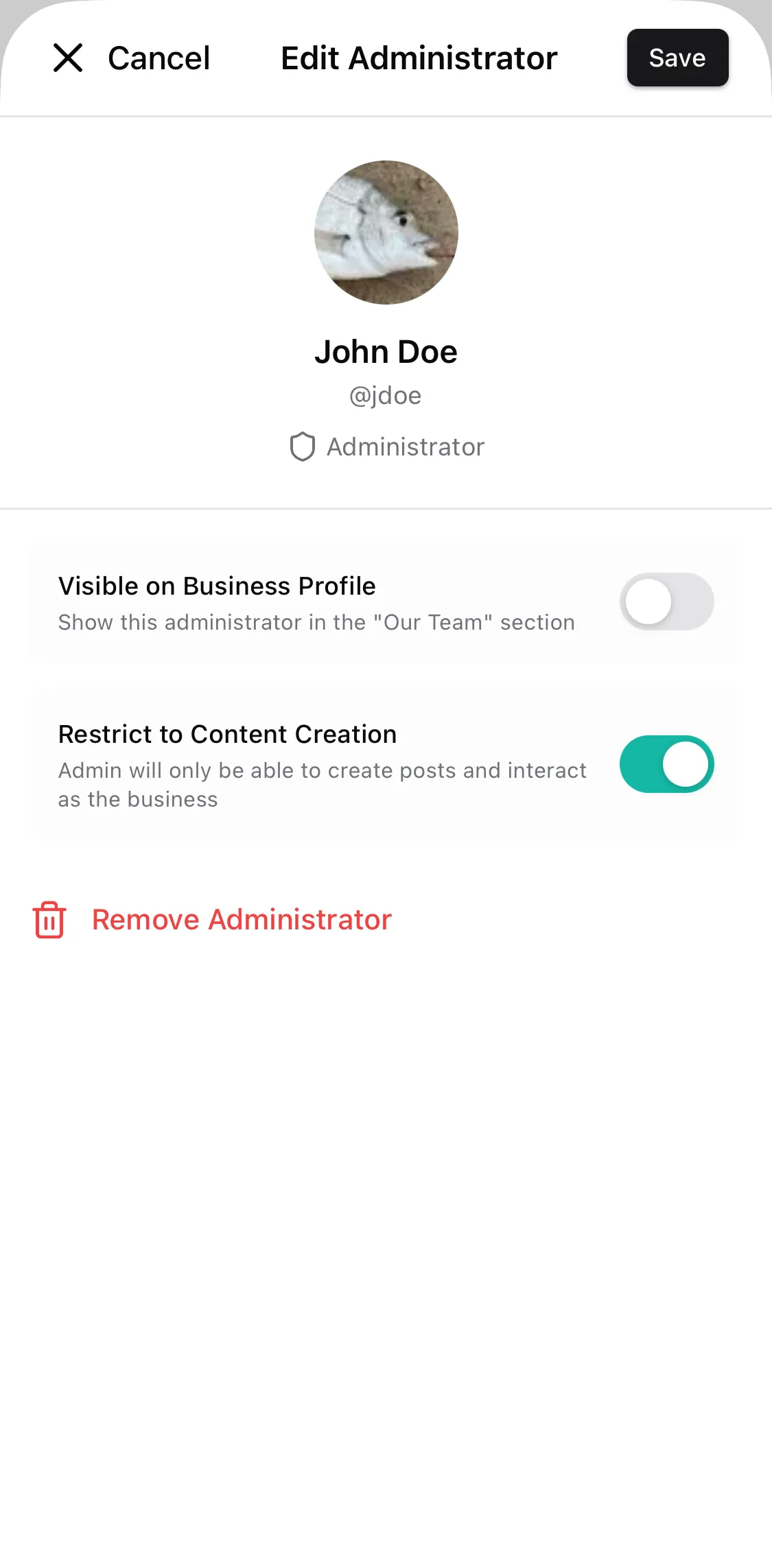 CatchKeeper app — Business admins • Permissions